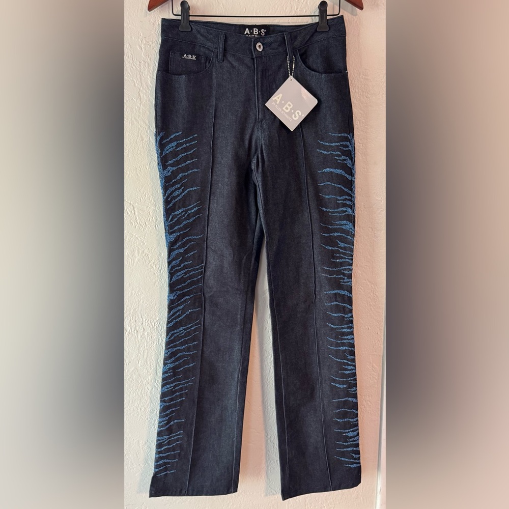 Vintage Dead Stock ABS Allen Schwartz Flare Bootcut Jeans Beaded Embellished Y2K